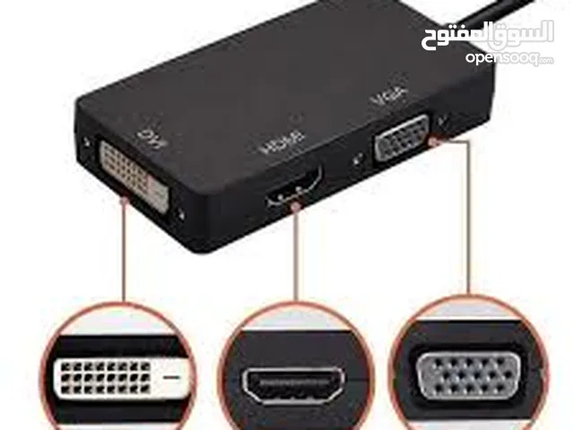 قطعة تحويل من mini display port الىhdmi VGA dvi adapter للبيع لون أسود وأبيض