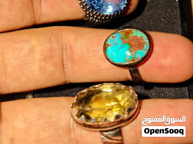 محابس فظة لبيع محبس حجر توباز ازرق  فضه عير 925 محبس حجر سترين دخاني افريقي محبس حجر فيروزي نشابوري