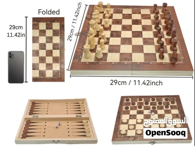 شطرنج/طاولة زهر/داما 3in1 (اصلي كبير جديد مسكر)
