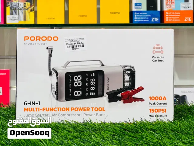 Porodo* 6-IN-1 Multi Function Power Tool, Jump Starter  Air Compressor  Power Bank