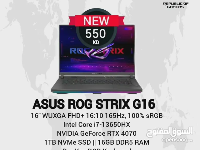 ASUS ROG STRIX G16, 16" FHD+ 165Hz, RTX 4070, I7-13650HX NEW