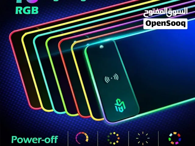 ماوس باد باضاءة RGB مع شاحن لاسلكي للهاتف ا