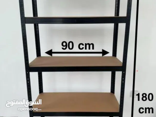 رفوف جديدة معدنية وخشب بسعر مغري