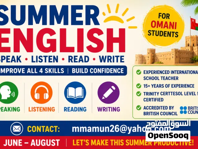ENGLISH SPEAKING, READING, WRITING in Mawaleh, Madinat Sultan, Al Hail, Mabella, Bausher
