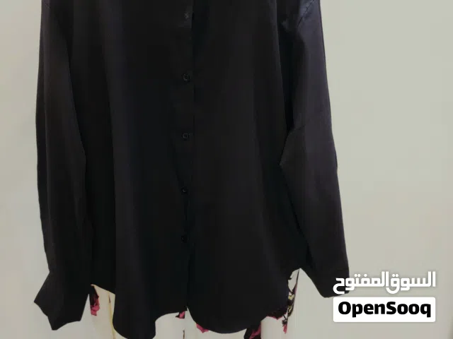 black shirt with beautiful white skirt with pink rosea