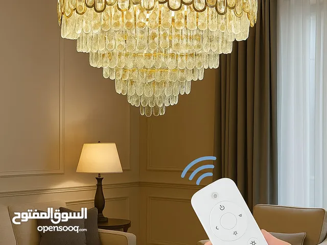 Luxury Gold Crystal Chandelier with Remote Control, 3-Color Dimmable LED Ceiling Light for Room