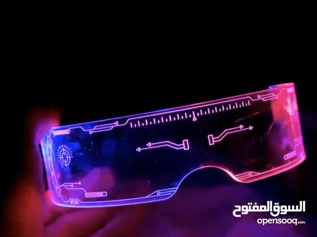 نظارة نيون مظيئة LED بتصاميم الكترونية مستقبلية -4 انواع مختلفة لاطلالة مفيدة للحفلات والتصوير
