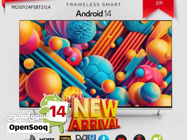 شاشة ماجيك 50 إنش سمارت أندرويد 14 FULL HD  بلوتوث أوامر صوتية رسيفر داخلي إطار سلم كفالة سنة