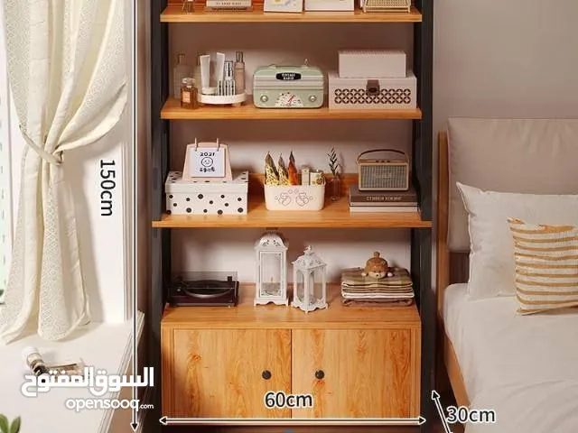 ستاند المكتبة مع خزانة سفلية متوفر بلون خشبي ولون ابيض