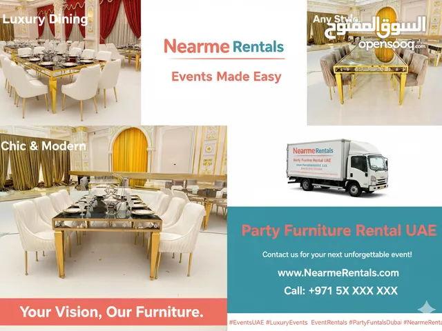 تأجير الطاولات والكراسي في دبي، الشارقة، عجمان، والعين بأفضل الأسعار