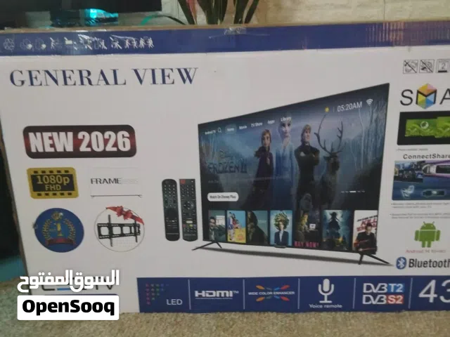 شاشة 43 جنرال فيو (General View) بحال الوكاله استخدام ايام فقط سمارت ضد الكسر اندرويد ريموت ناطق +