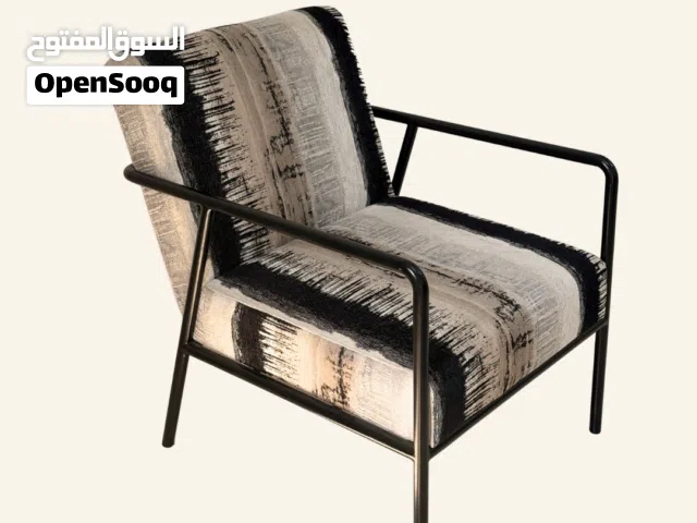 STYLISH GREY AND BLACK ACCENT CHAIR WITH METAL LEGS