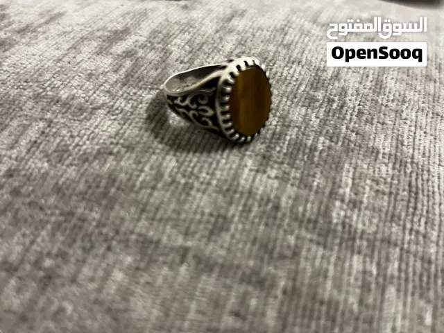 Tiger stone sterling silver ring mens