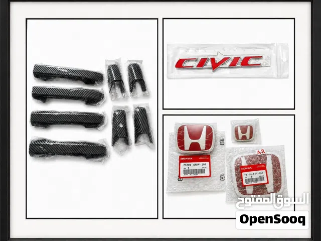 Honda civic 2016-2021 accessories  Carbon fiber handle covers Front and back Emblem  Civic logo