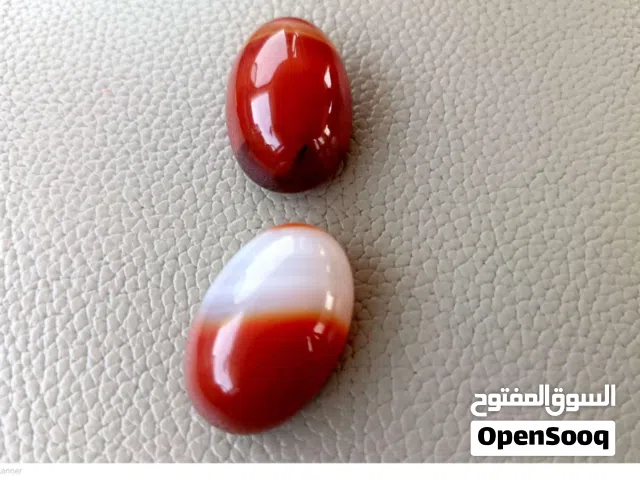 حجر عقيق سليماني وعقيق أحمر طبيعي مصقول – جاهز للتركيب في الخواتم