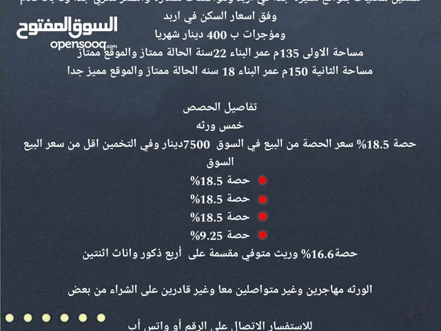 150135 m2 5 Bedrooms Apartments for Sale in Irbid Al Hay Al Janooby