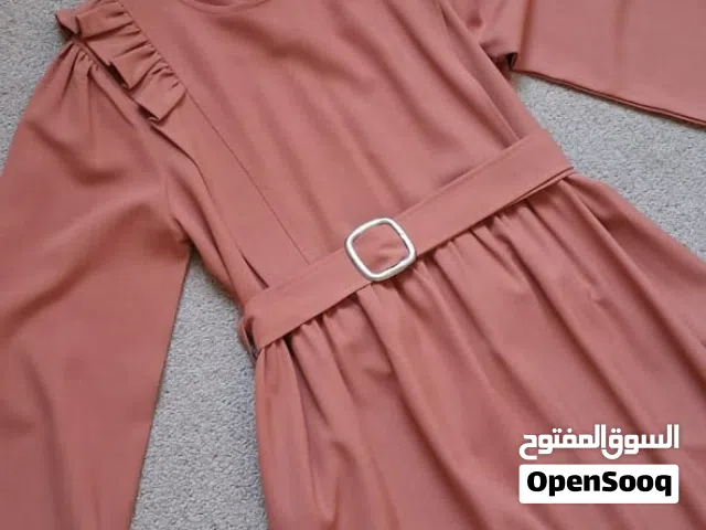 فستان ستاتي لون مشمشي وكالة
