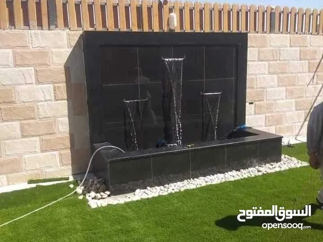 تنسيق حدائق عمل شلالات نوافير باربكيو برك سباحه زرب برجولا خشب زراعه النجيل والنخيل