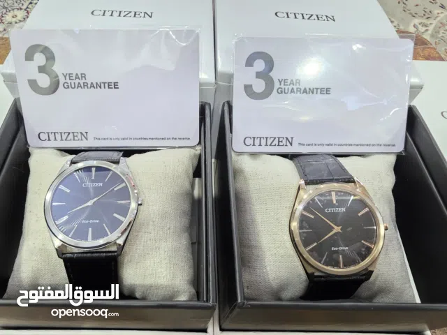 CITIZEN Stiletto Watch with leather strap AR3073-06E (G872), New, 2 pieces. عدد 2 ساعات سيتزن جدد..