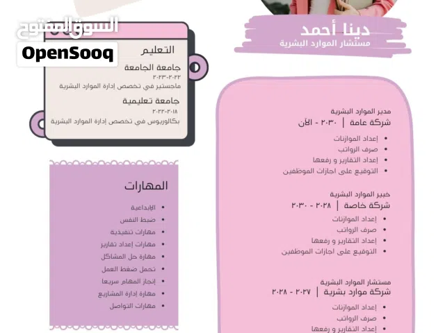 سيررة ذاتية احترافية بجودة عالية و تصميم مميز  باللغتين العربية و الانجليزية