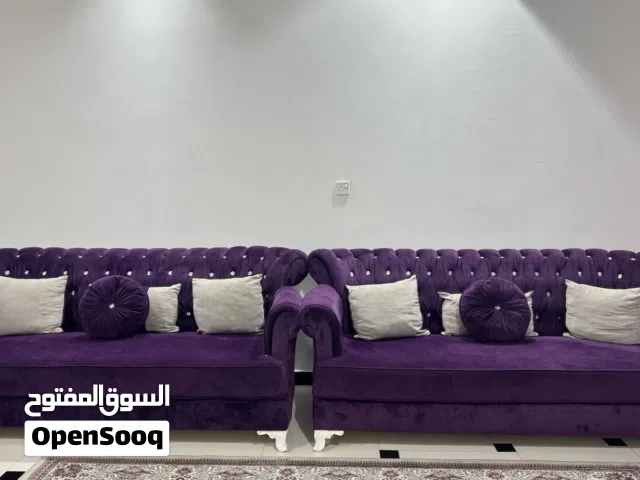 طقم كنبات صالة مخمل بنفسجي للبيع 7 قطع