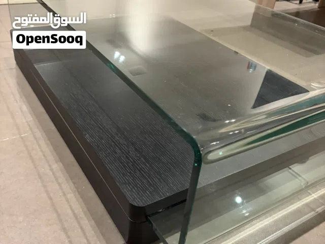 Modern Bent Glass Coffee Table Black  Wood