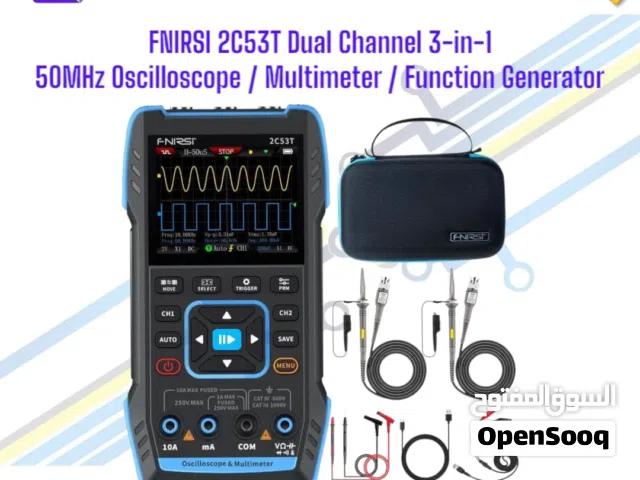 FNIRSI 2C53T Dual Channel 3-in-1 50MHz Oscilloscope/Digital Multimeter/Function Generator