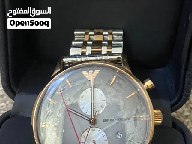 ساعة إمبوريو أرماني AR11338 دايفر للرجال، مصنوعة من الفولاذ المقاوم للصدأ، باللونين الفضي