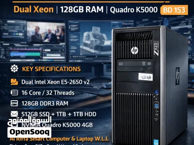 HP Z820 Workstation Dual Xeon Processor 128GB RAM NVIDIA Quadro K5000 BD 153