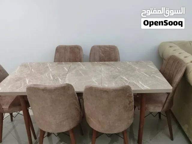 Six chairs extendable food table
