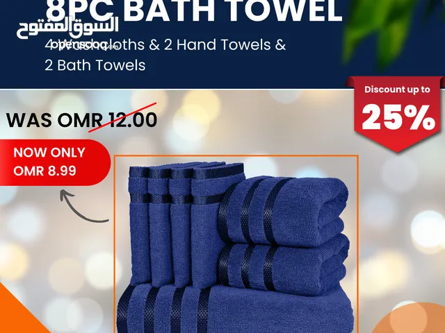8pcs Towel Set, Grey Color, 4 Washcloths & 2 Hand Towels & 2 Bath Towels, Absorbent & Quick-drying,