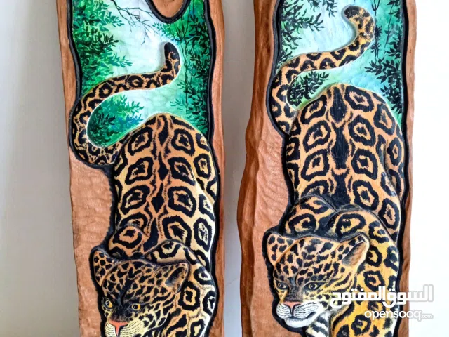 لوحتان فنيتان أصليتان مختومتان على خشب الزان الأحمر للفنانة البرازيلية Jaquis Siqueira سنة 2005