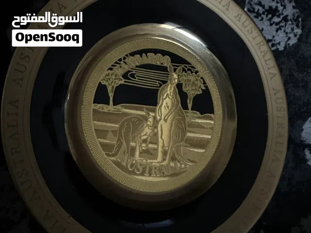 تحفة سوفينير صحن بورسلين اصلي استرالي مطلي قشرة الذهب