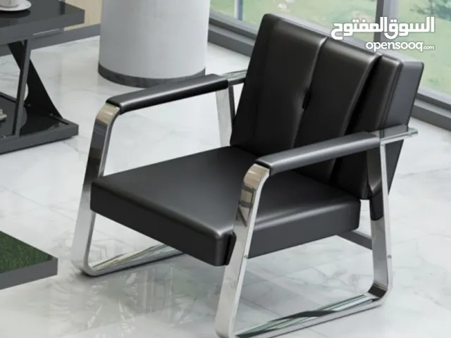 كراسي استيل مع جلد مكتبيه وخارجيه Steel chairs with leather upholstery, suitable for office and outd