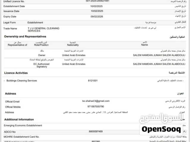 رخصة مؤسسة فردية للبيع