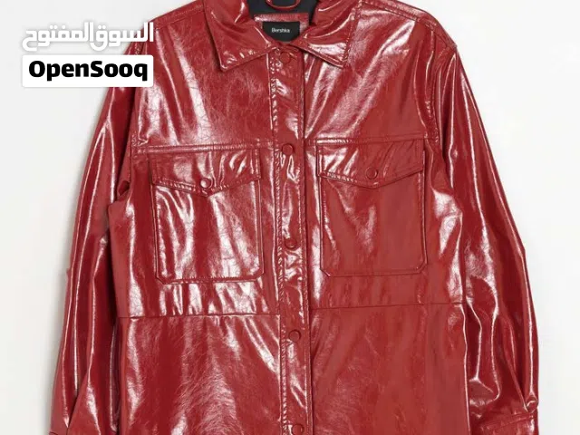 bershka red leather jacket