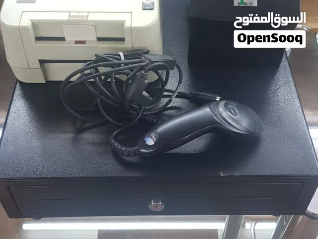 صندوق كاش وطابعة فواتير وطابعة باركود  مستعملين  للبيع