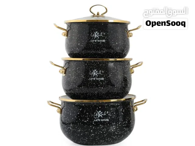 للبيع: طقم قدور (Life Smile) أصلي - جديد: مطلية بـ 3 طبقات من المينا (Enamel) صحية وسهله التنظيف