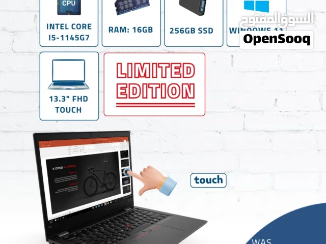 لابتوب لينوفو معالج i5 جيل 11-16 جيجا رام-256 جيجا-13.3 انش-شاشة تتش-Lenovo Yoga ThinkPad L13 Laptop