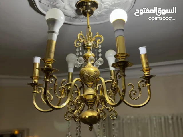 نجفة قنديل أصلي  6 شعلة مطلية بمياه الذهب و كريستال عصفور
