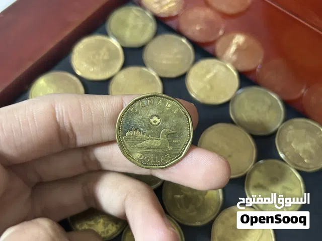 عدد 21 coins من فئة 1دولار كندي بتواريخ مختلفه وعملات تذكاريه قيمتهم 21 دولار