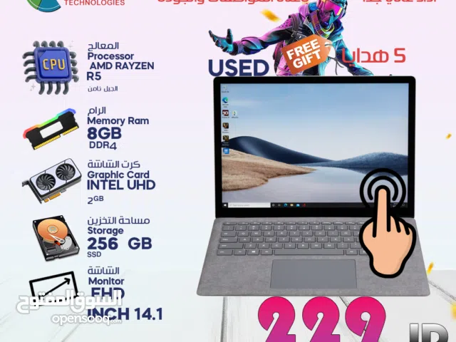 LAPTOP MICROSOFT SURFACE 8G 256SSD 14" MONITOR