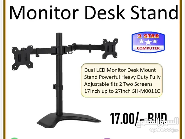 Desk Mount Stand Powerful Heavy Duty Fully Adjustable Fits 2 Two Screens 17inch Up To 27in