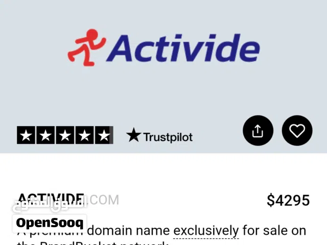 دومين Activide.com للاستثمار 4155 دولار على BrandBucket للبيع ب1350 دينار اردني