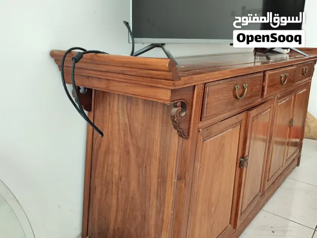 wood table extensible  5 wood chairs  2 wood armchairs  1 wood locker
