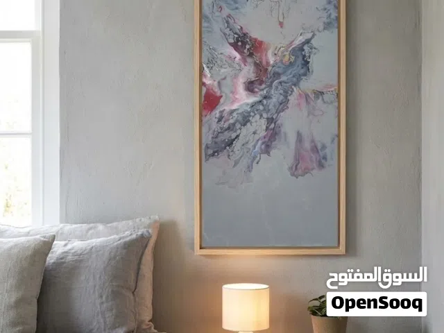(( همسة الفجر الوردية )) لوحة فنية تجريدية عمل يدوي . ذات جودة وطابع عصري راقي. مميزة وذات بصمة خاصة