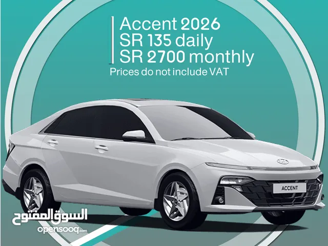 Hyundai Accent 2026 for rent in Dammam - Free delivery for monthly rental