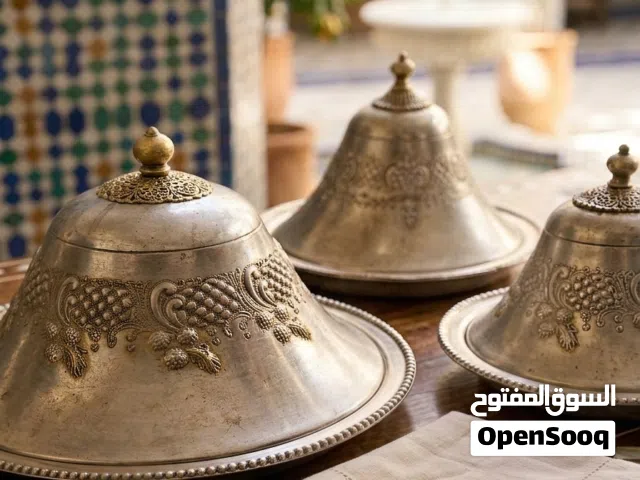 أواني تقديم (نحاس مطلي فضة) تراثية