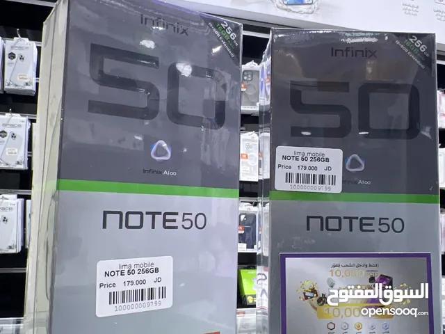 Infinix Note 50 ( 256 GB / 16 RAM)  انفنكس نوت 50 الجديد كليا  بكفالة الوكيل الرسمي في الاردن سنة
