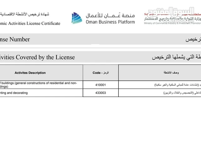 ترخيص الانشطة التجارية وعقود ايجار مكاتب ومحلات مؤقتة Commercial activity licenses and temporary o